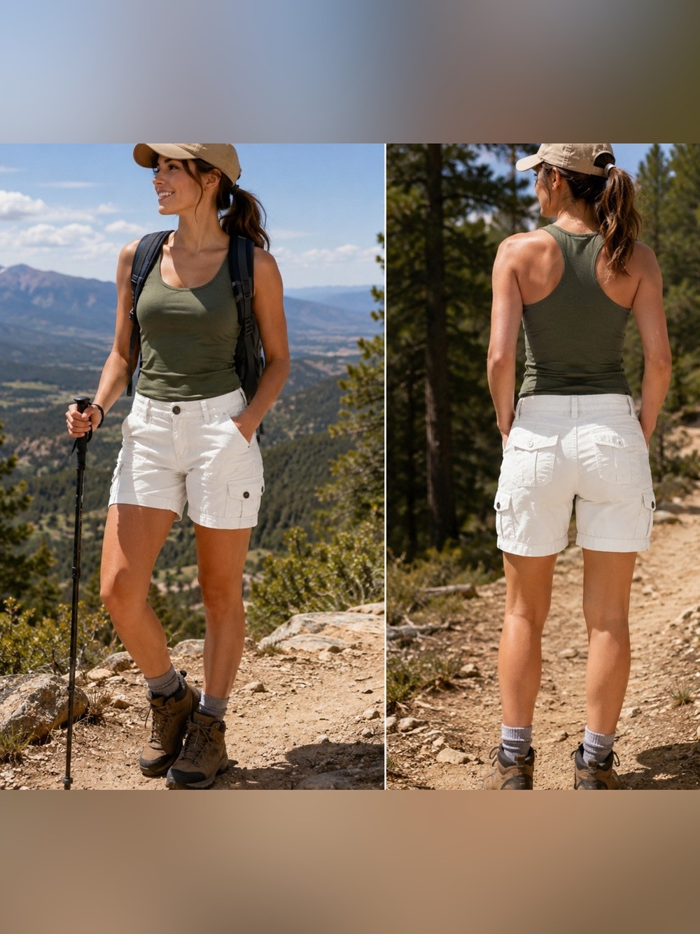 American Eagle Outfitters White Cargo Shorts with Button-Flap Pockets
